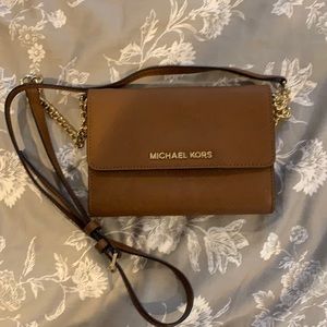 Small cognac brown MK crossbody in great condition